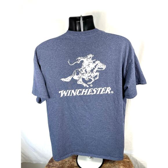 Winchester Cowboy Graphic Blue Gildan Tee XL - Picture 2 of 7